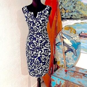 💙ADRIANNA PAPELL, Gorgeous Split Neck Watercolor Floral Sheath Dress, Like New